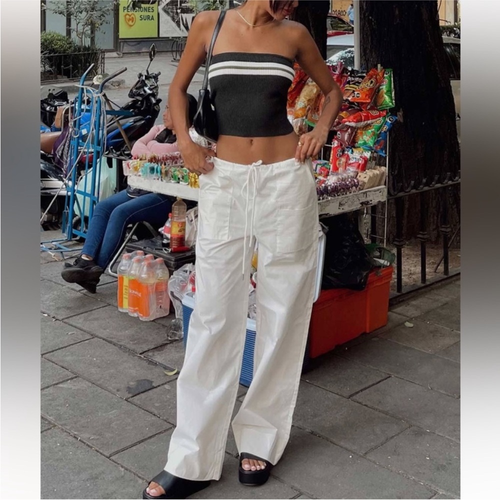 NWT Princess polly  niel pants cargo low rise wide leg white